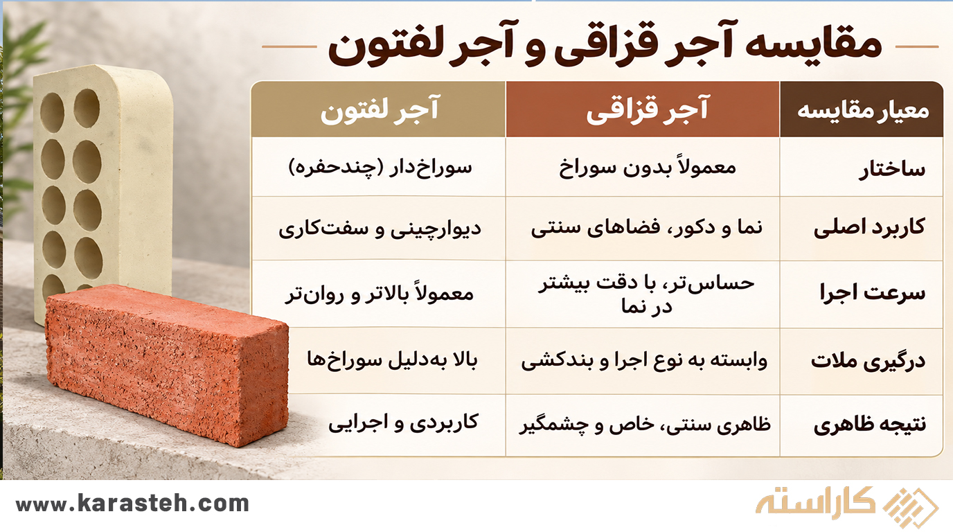 تفاوت قیمت آجر لفتون با آجر قزاقی
